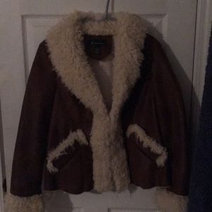 INC (Macy’s) faux fur collar brown ladies jacket